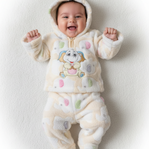 winter cotton  fur pajama for baby- yellow 0021