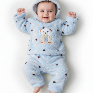 winter cotton  fur pajama for baby- baby blue 0009