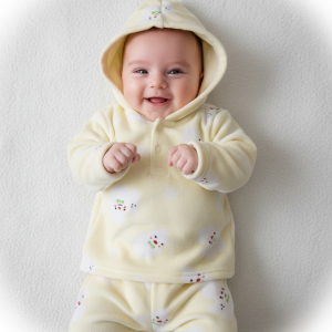 winter velvet  pajama for baby- yellow 0024