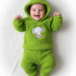 winter cotton  fur pajama for baby- green 0017