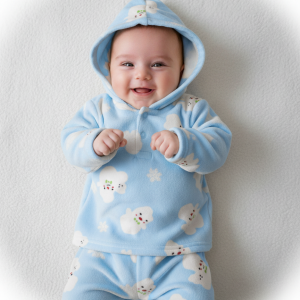 winter velvet  pajama for baby- baby blue 0025