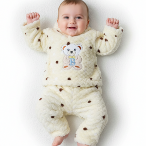 winter cotton  fur pajama for baby- yellow  0008