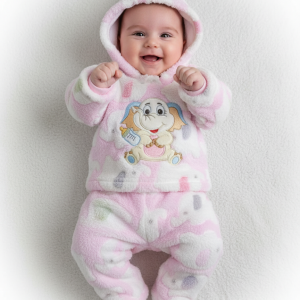 winter cotton  fur pajama for baby- pink 0022