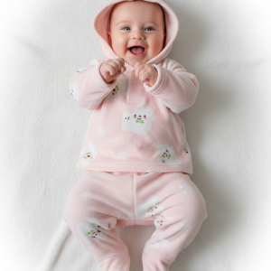 winter velvet  pajama for baby- pink 0023